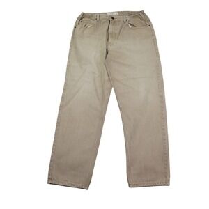 LL‎ Bean Double L Comfort Waist Jeans Mens 35x30 Tan Khaki Cotton Straight Leg